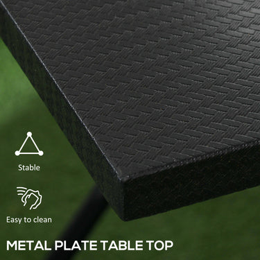 Outsunny Folding Coffee Table, Folding Patio Table, Square Small Side Table with Metal Plate Top, 23.6" x 23.6", Black