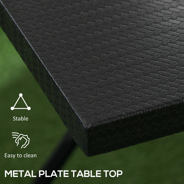 Outsunny Folding Coffee Table, Folding Patio Table, Square Small Side Table with Metal Plate Top, 23.6" x 23.6", Black