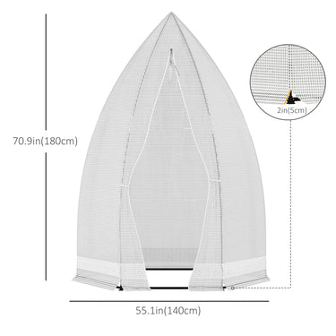 Outsunny 55" x 55" x 71" Greenhouse Portable Hot House for Plants with Zippered Door for Outdoor, Garden, Patio, White