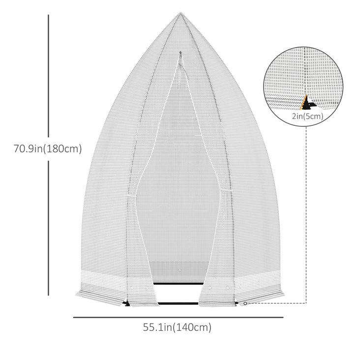 Outsunny 55" x 55" x 71" Greenhouse Portable Hot House for Plants with Zippered Door for Outdoor, Garden, Patio, White