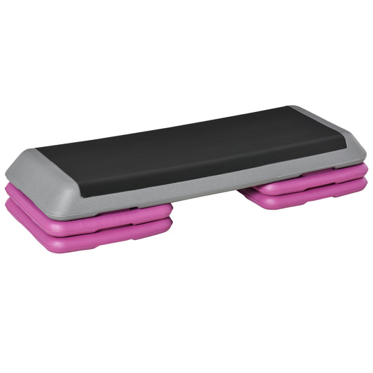 Soozier 43" Adjustable Aerobic Platform Stepper 3 Level with Risers 4â€� 6â€� 8â€� Cardio Fitness Trainer Workout Step Home Gym Exercise, Black Purple
