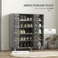HOMCOM Shoe Cabinet, 21 Pair Shoe Storage Cabinet Organizer with 5-tier Double Door Cabinet and 5-tier Open Shelves, Light Grey