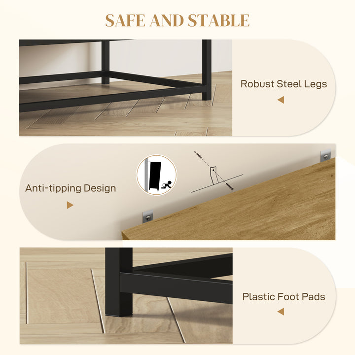 HOMCOM Kitchen Storage Cabinet, Wood Effect Sideboard Buffet Cabinet with Adjustable Shelf and 2 Doors, Nature Wood