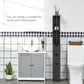 HOMCOM Tall Bathroom Storage Cabinet, Narrow Bathroom Cabinet with Drawers and Open Shelves for Small Spaces, White and Grey