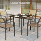 Outsunny Patio Dining Table with Umbrella Hole for 4 People, Aluminium Legs, for Backyard Lawn Balcony, 31.5" x 31.5", Brown