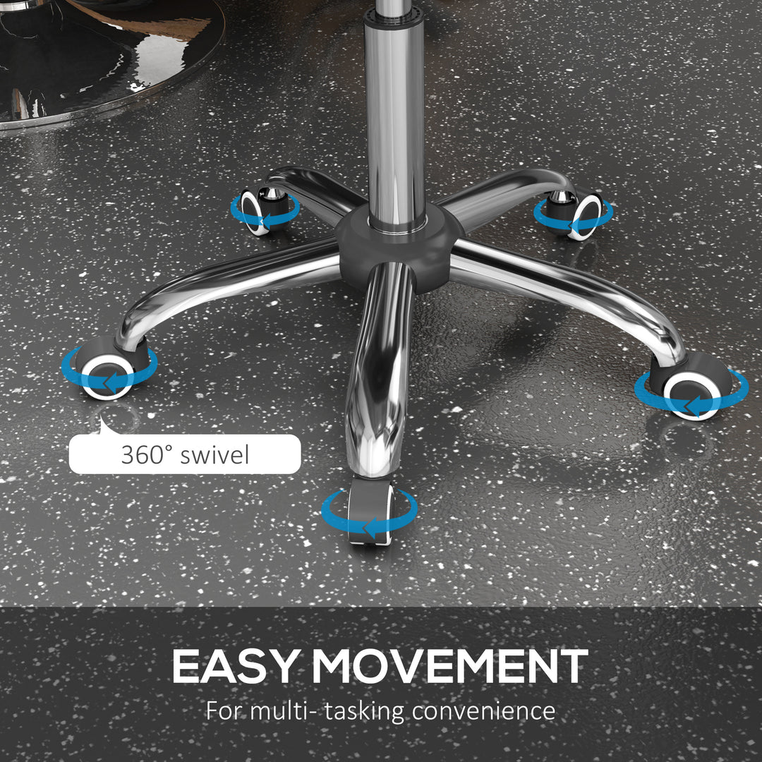 HOMCOM Modern Hydraulic Moon Salon Stool Rolling Swivel Chair Massage Spa Tattoo Pub Bar Stool, Grey