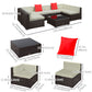 Outsunny 7 Pieces Outdoor Rattan Furniture Set, Patio Wicker Sectional Conversation Sofa Set, Blue