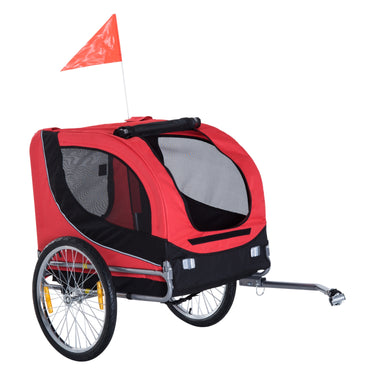 PawHut Pet Bike Trailer Bike Cart Bicycle Dog Cat Travel Carrier Foldable Red