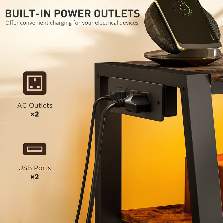 HOMCOM TV Stand with Mount and Power Outlet, Swivel TV Stand Mount with LED Lights for 32-70 Inch TVs for Living Room, Bedroom