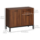 HOMCOM Kitchen Cabinet, Storage Cabinet, Sideboard Floor Accent Cabinet w/ Drawer, Enclosed Cabinet & Adjustable Shelves, Walnut Brown