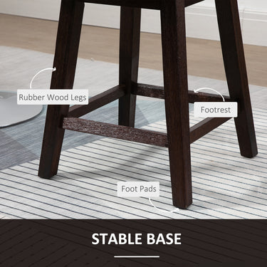 HOMCOM 2 Pieces Swivel Bar Stools, Counter Height Stools Set of 2 with Wood Legs and Footrests for Dining Room, Dark Grey