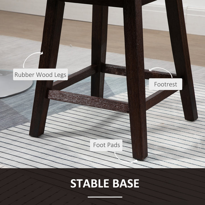 HOMCOM 2 Pieces Swivel Bar Stools, Counter Height Stools Set of 2 with Wood Legs and Footrests for Dining Room, Dark Grey