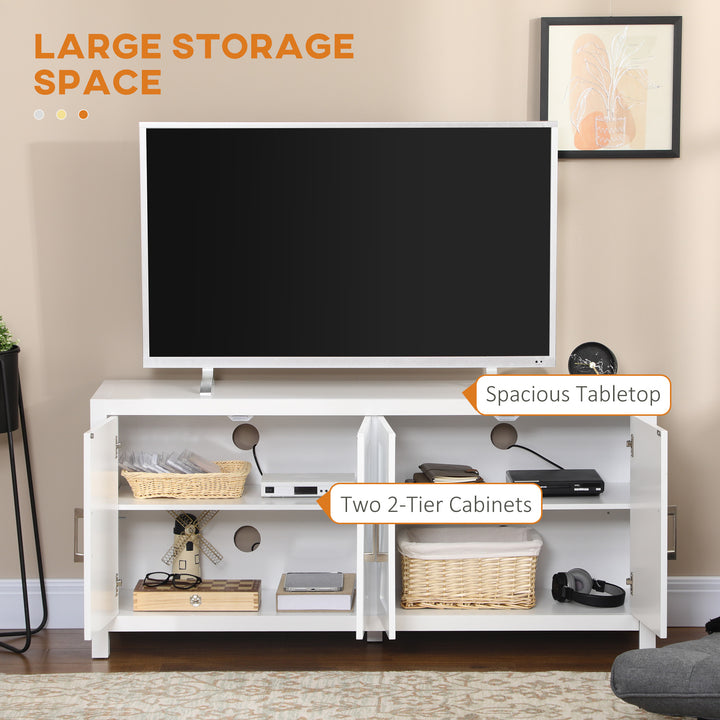 HOMCOM Sideboard Cabinet Buffets Table with Barn Style Doors TV Cabinet Stand for TVs up to 65" with 4 Cable Holes White