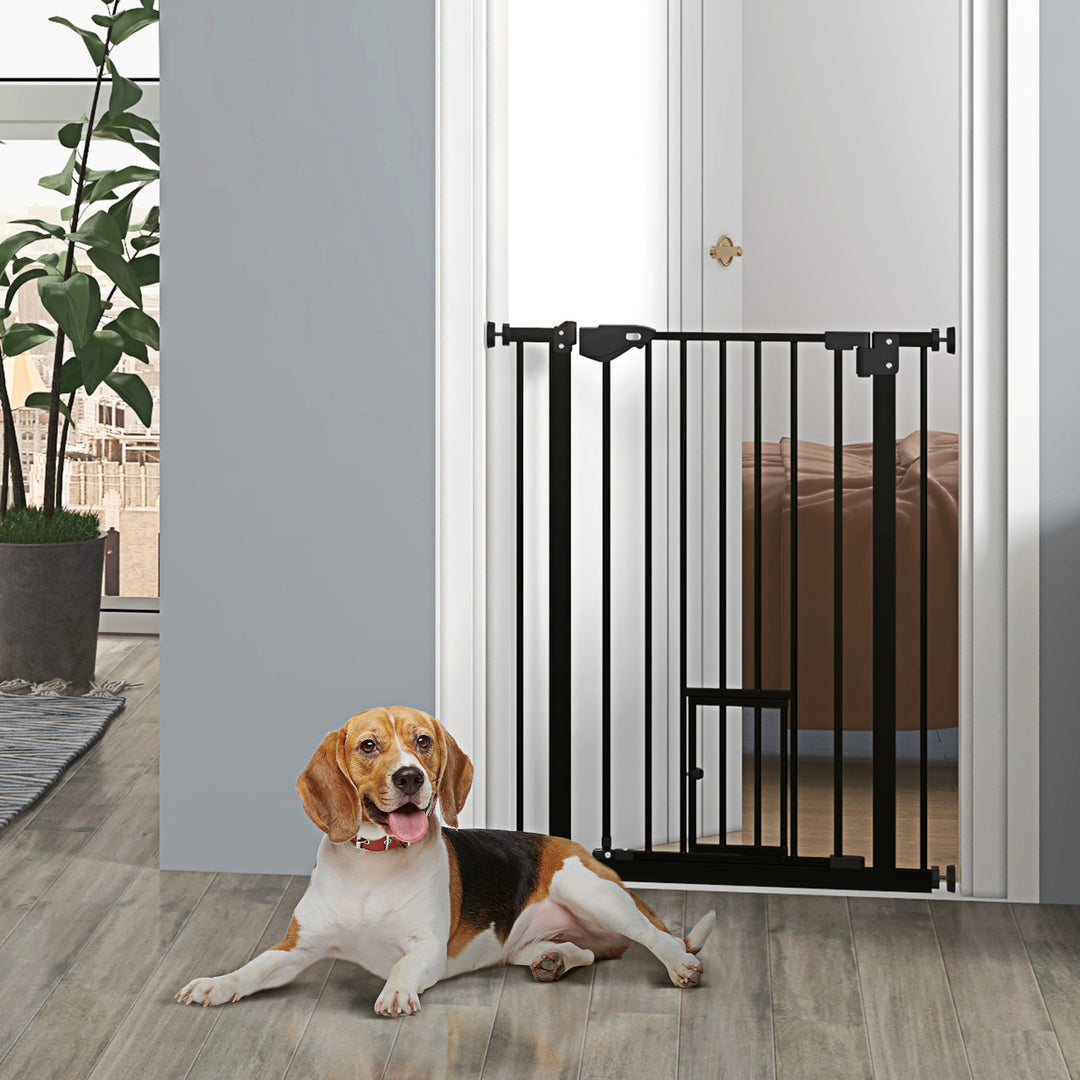 PawHut 36" Easy Open Indoor Dog Gates for Doorways, House, Stair - Black