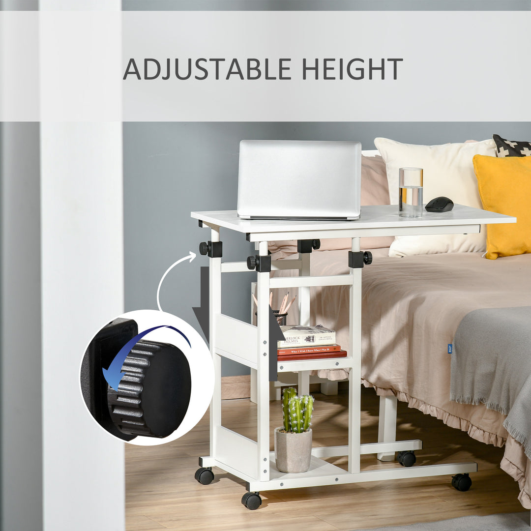 HOMCOM Mobile Standing Desk, Adjustable Height 31.5 inch Stand Up Desk with Wheels for Home Office, Rustic Brown