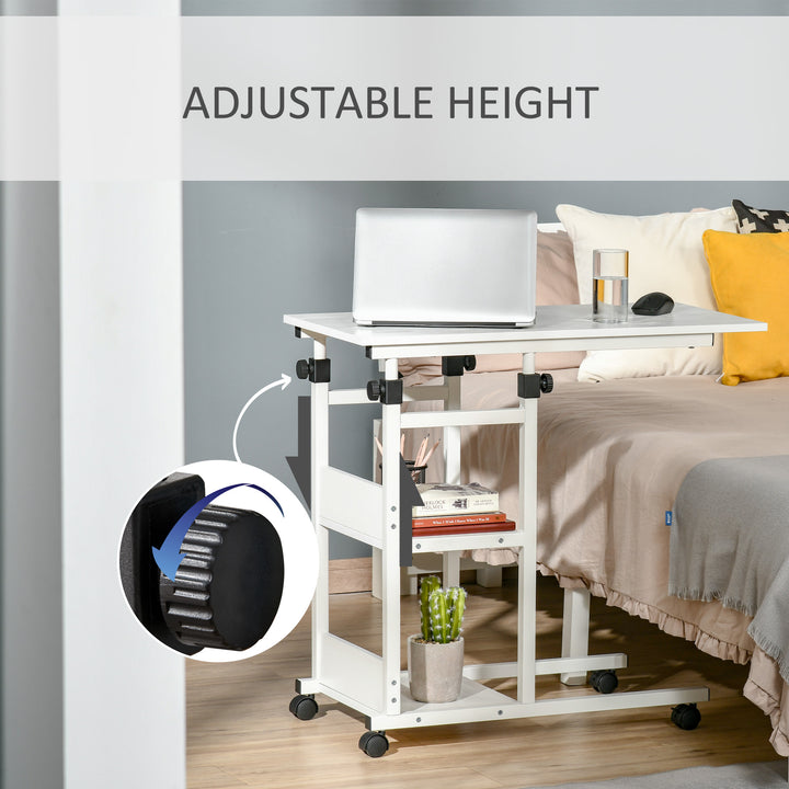 HOMCOM Mobile Standing Desk, Adjustable Height 31.5 inch Stand Up Desk with Wheels for Home Office, Rustic Brown