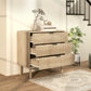 HOMCOM Bedroom Chest of Drawers, 3 Drawer Dresser with Fluted Panels and Solid Wood Legs, Storage Cabinet for Living Room, Oak