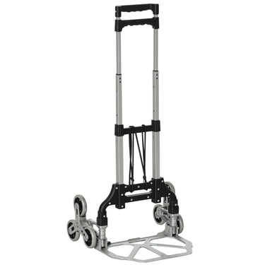 DURHAND 6-Wheels Stair Climber Hand Truck, Dolly Heavy Duty Folding Steel Load Cart with Adjustable Telescoping Handle for Moving, Luggage, Travel & Office, 154lbs Capacity
