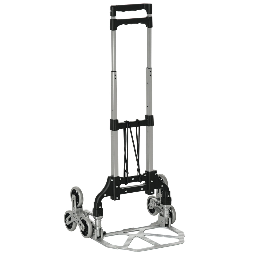 DURHAND 6-Wheels Stair Climber Hand Truck, Dolly Heavy Duty Folding Steel Load Cart with Adjustable Telescoping Handle for Moving, Luggage, Travel & Office, 154lbs Capacity