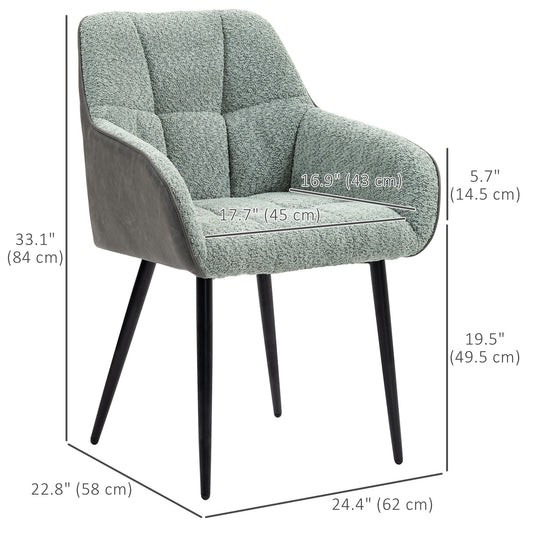 HOMCOM Accent Chair with Foot Pads, Living Room Chair with Chenille Fabric Front and PU Back, Green