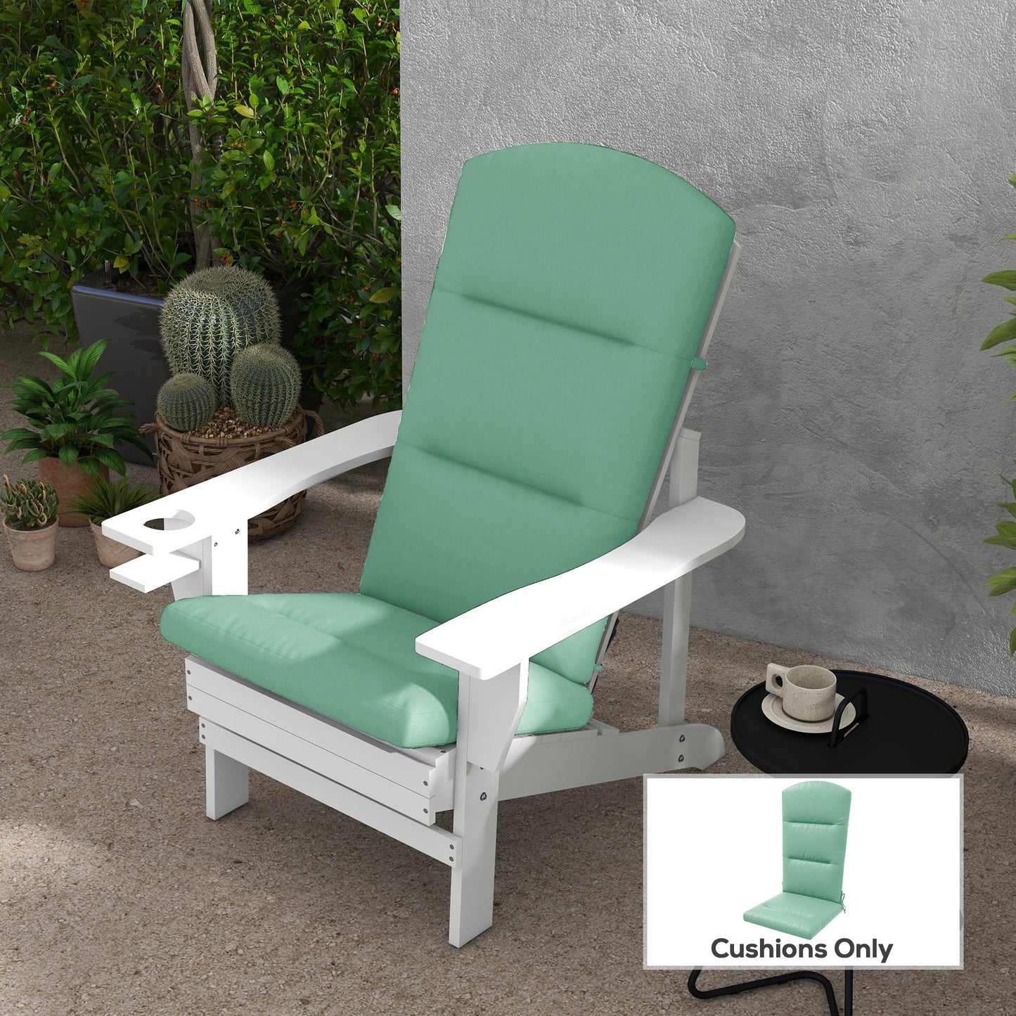 Outsunny Patio Chair Cushion for Adirondack Chairs Replacement Cushion with Back and Ties, Green