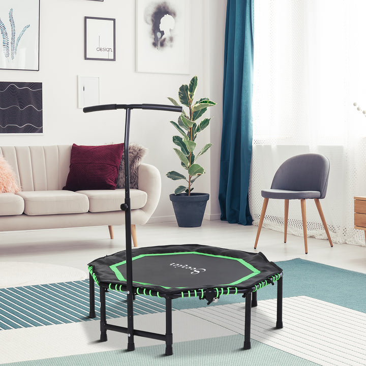 Soozier 48" Mini Trampoline, Foldable Trampoline with Adjustable Handle Bar for Adults Exercise, Workout, Fitness, Green