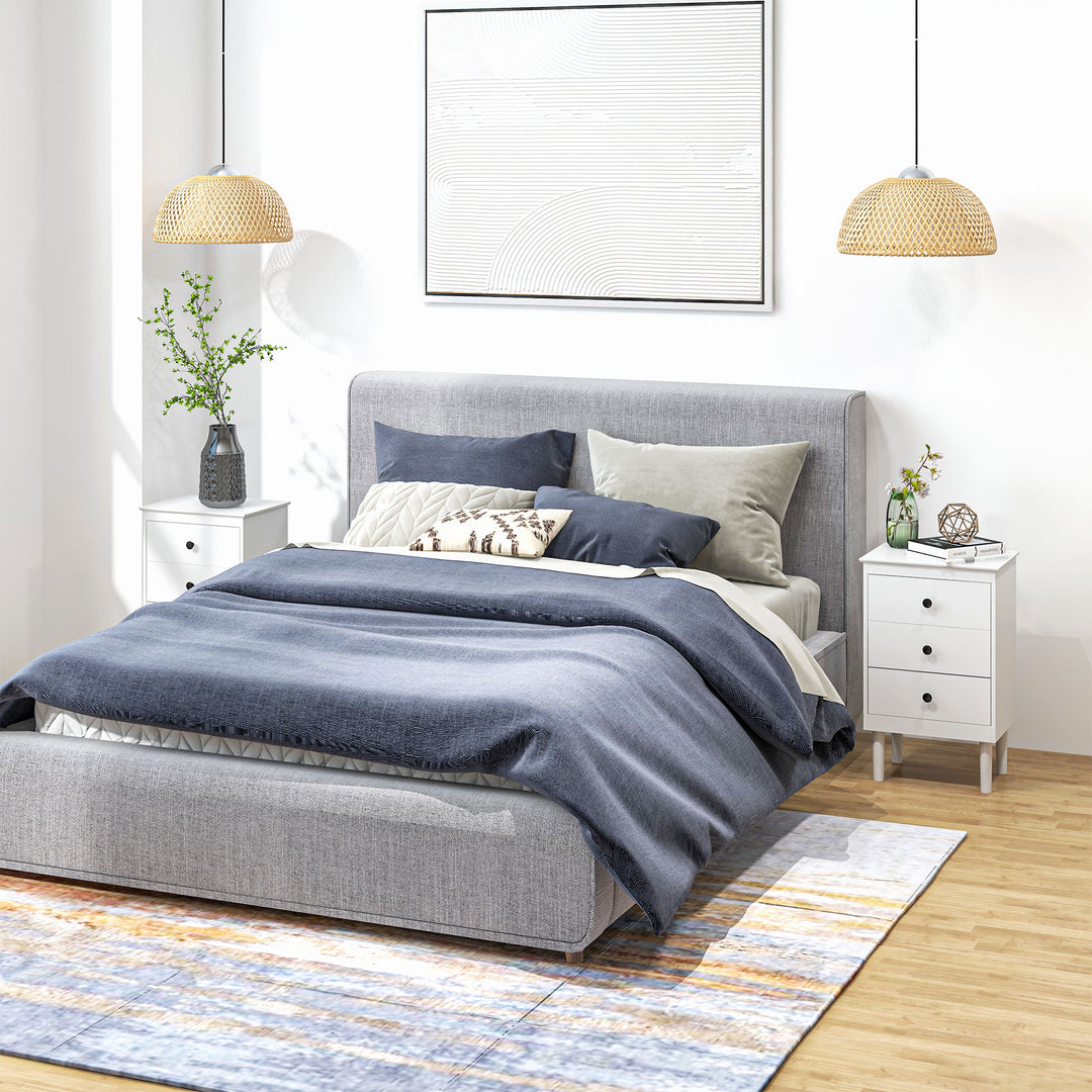 HOMCOM Set of Two Three-Drawer Modern Bedside Tables for Bedroom, White