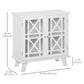 HOMCOM Storage Cabinet with Fretwork Doors and Shelf, Modern Freestanding Sideboard, Buffet, White