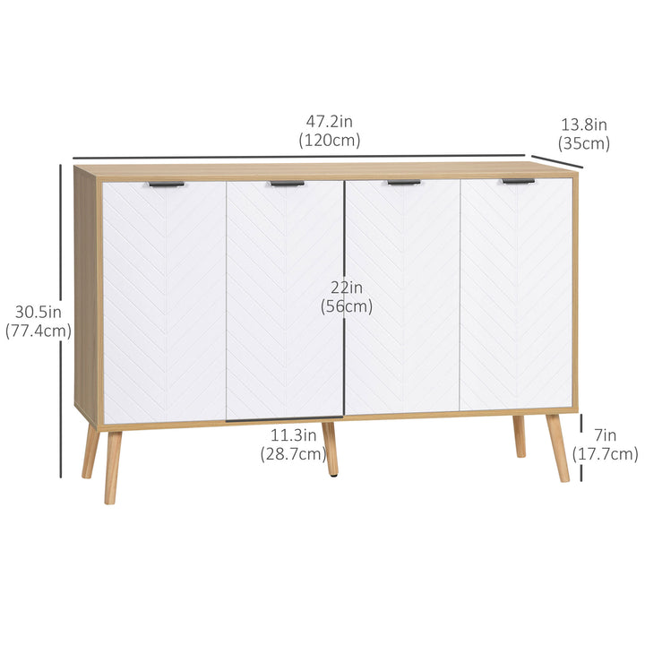 HOMCOM Modern Sideboard and Buffet, Dining Room Cabinet with Adjustable Shelves and 4 Doors, Natural