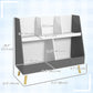 Qaba 2 Tier Kids Toy Storage Organizer with 5 Compartments, Anti-tip Device, for Nursery, Playroom, Grey