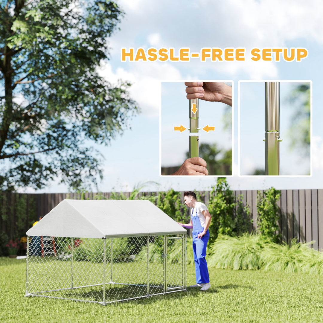 PawHut Outdoor Dog Kennel with Waterproof & Anti-UV Cover, Quick-Connect Frame, Secure Lock for Small Medium Dogs