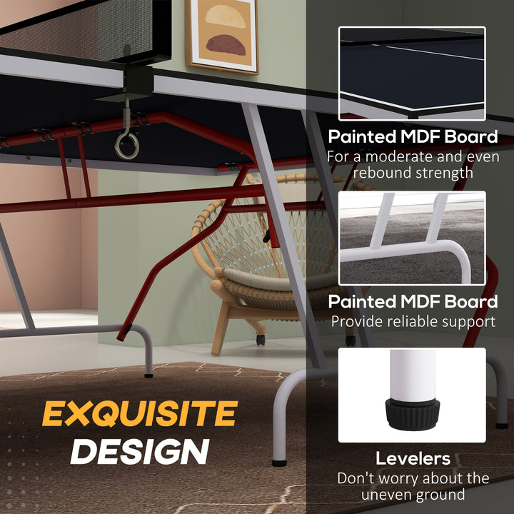 Soozier 9' x 5' Full Size Table Tennis Table, Folding Ping Pong Table with Paddles and Balls, Blue