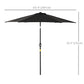 Outsunny 8.5' Round Aluminum Patio Umbrella Garden Parasol Market Sunshade Tilt Canopy w/ 6 Ribs, Crank Handle, Black