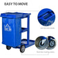 HOMCOM Commercial Janitorial Cart with 3 Tier Shelves Professional Cleaning Trolley with Rubbish Bag and Mop Mount for Hotel, Restaurant, Office, Blue