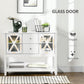 HOMCOM Modern Sideboard, Glass Door Buffet Cabinet with Storage Drawers and Adjustable Shelves, Console Table for Living Room, Kitchen, Entryway, White