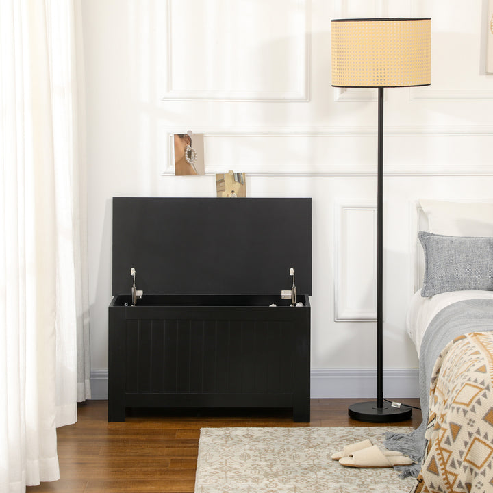 HOMCOM Large Storage Box Storage Trunk Cabinet Container with Lid and 2 Safety Hinges, White