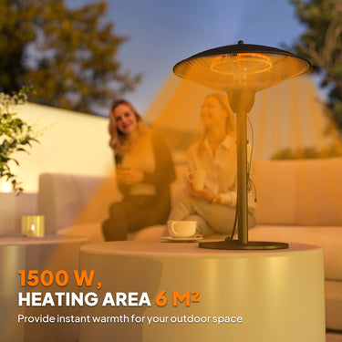 Outsunny 1500 W Electric Patio Heater with Tip-Over Protection, Outdoor Heater with Pull Switch, Black
