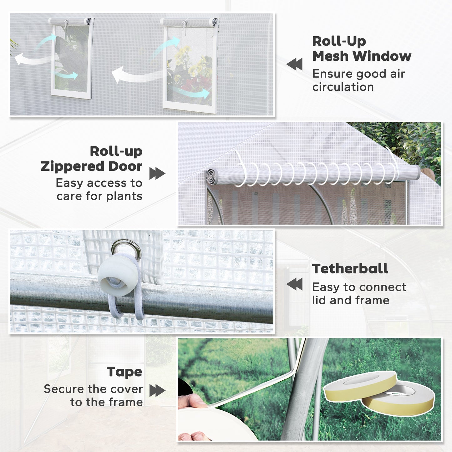 Outsunny 20x10x7ft Walk-in Steeple Greenhouse Outdoor Backyard Plant Seed Growth Tunnel Shed Warm House with 2 Anchor Way White