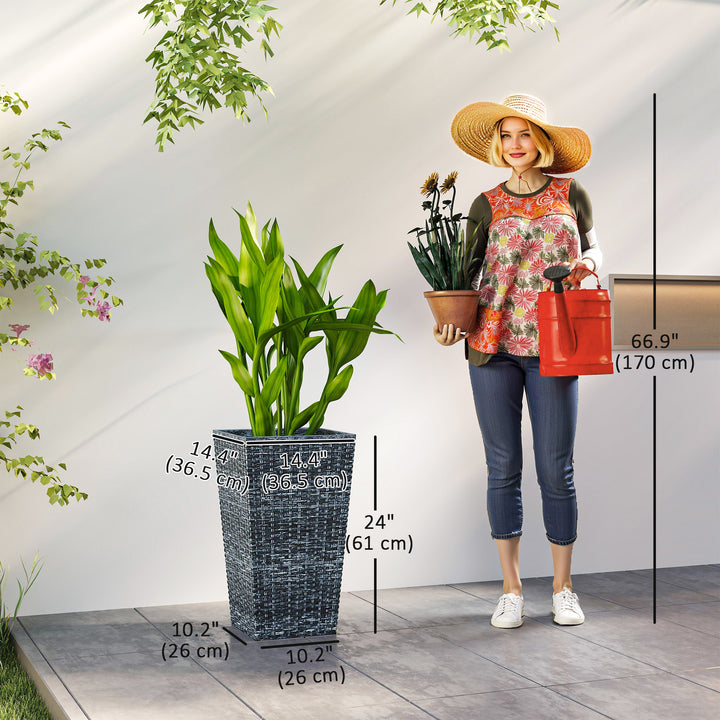 Outsunny Set of 3 Tall Plant Stand, Outdoor & Indoor Flower Pot Set for Front Door, Entryway, Patio and Deck, Brown