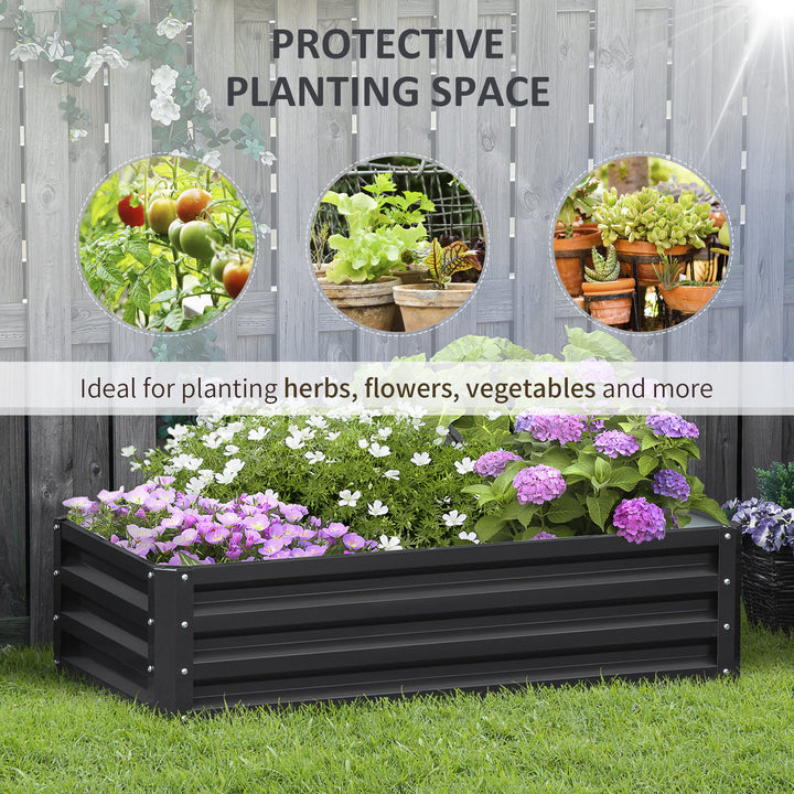 Outsunny Galvanized Raised Garden Bed, Outdoor Planter Box for Vegetables, Flowers, Herbs, 4' x 2' x 1', Grey