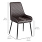 HOMCOM Upholstered Kitchen Chairs, Modern Dining Chairs Set of 2 with Diamond Tufting and Steel Legs for Dining Room, Black