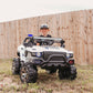 Aosom Kids Ride-On Car 12V RC 2-Seater Police Truck Electric Car For Kids with Full LED Lights, MP3, Parental Remote Control (White)