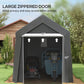 Outsunny 8' x 6' Carport with Sidewalls and Roll-up Door, Outdoor Storage Shelter for Motorcycle and Car, Grey