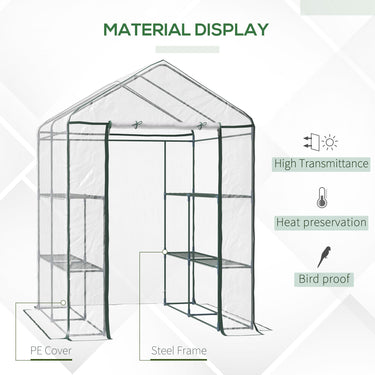 Outsunny 56" x 56" x 77" Walk-in Plant Greenhouse Portable Garden Flower Seed Warm House 8 Shelves Outdoor Plant Growth Hot House PVC Cover Transparent