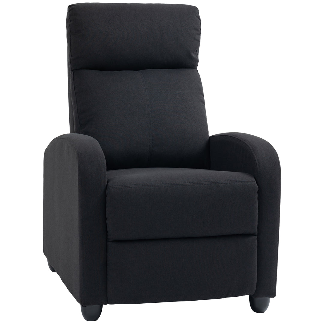 HOMCOM Fabric Recliner Chair Manual Home Theater Seating Single Reclining Sofa Chair with Padded Seat for Living Room, Dark Grey