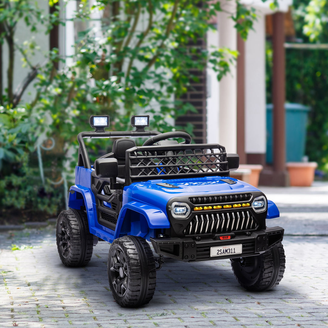 Qaba 12V Ride on Truck, Electric Car for Kids with Remote Control, Suspension, 3 Speeds, USB Music Headlights, Dark Blue