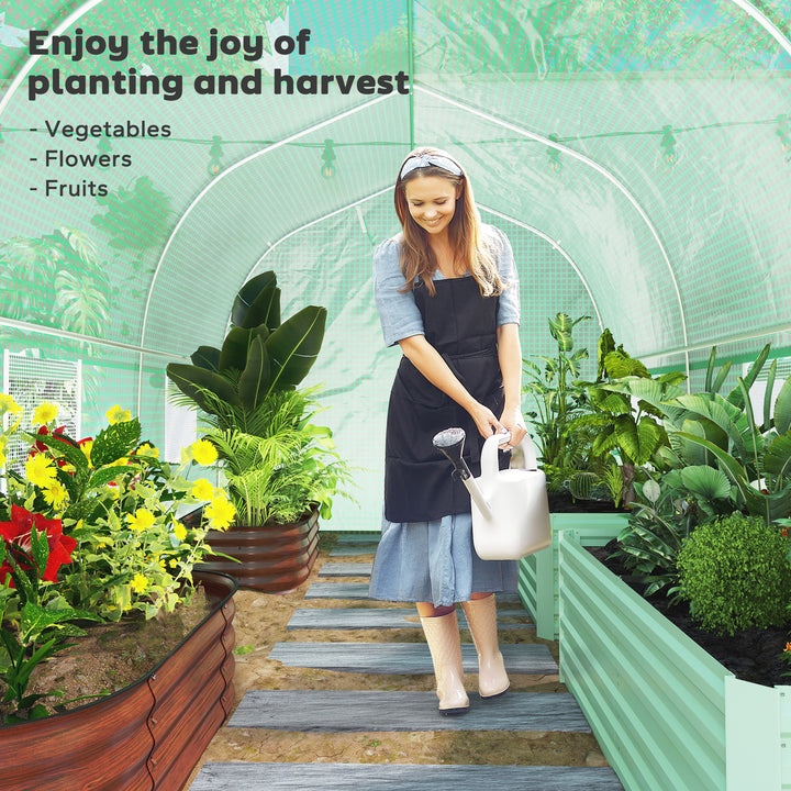 Outsunny 6.6' x 11' x 7' Walk-in Greenhouse Outdoor Plant Tunnel Warm Hot House w/ Roll Up Door and 6 Mesh Windows, Steel Frame, Green