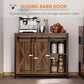HOMCOM Industrial Sideboard, Buffet Cabinet with Sliding Barn Doors, Storage Cabinets and Adjustable Shelves for Living Room, Kitchen, Home Bar, Rustic Brown