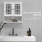 kleankin Modern Wall Mount Bathroom Cabinet, Storage Organizer with 2 Door Cabinet and Open Shelf, White
