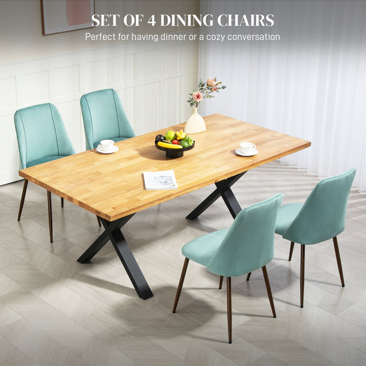 HOMCOM Upholstered Dining Chairs Set of 6, Velvet Accent Chair with Back and Wood-grain Steel Leg for Kitchen, Grey